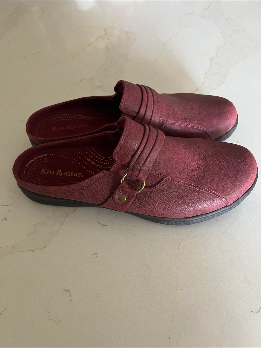 Kim Rogers Burgundy Slip-On Mule with Decorative Ring